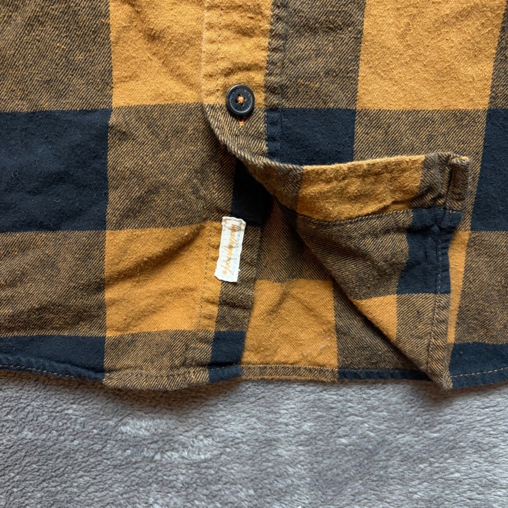 Weatherproof Vintage Shirt Men XL Yellow Black 100% Cotton Buffalo Plaid Flannel - Picture 4 of 8
